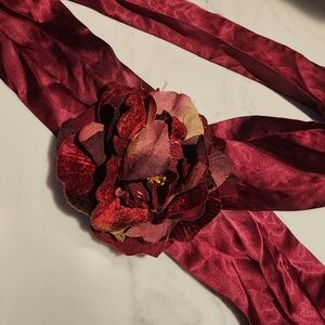 Chic Red Satin Belt with Silky Texture